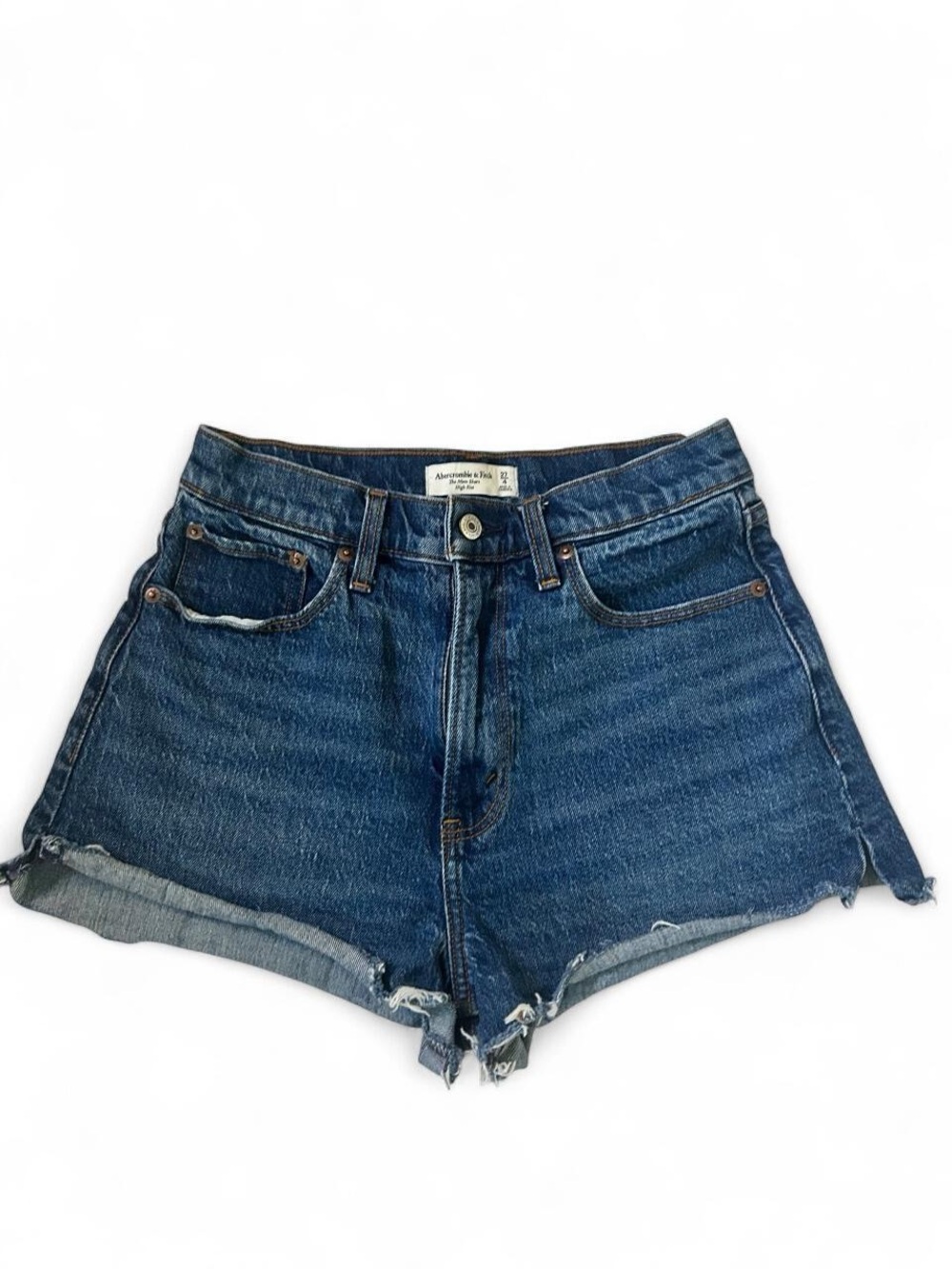 Abercrombie & Fitch Dark Blue 90s Mom High-Rise Denim Cutoff Shorts